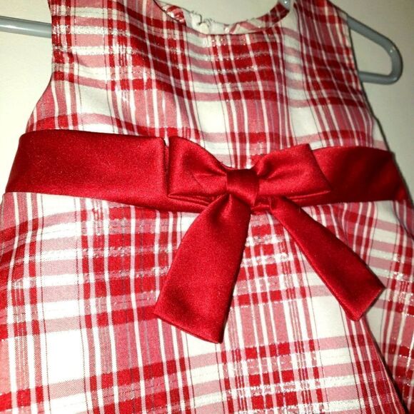 BONNIE BABY PLAID HOLIDAY CHRISTMAS DRESS 12M - Picture 2 of 4